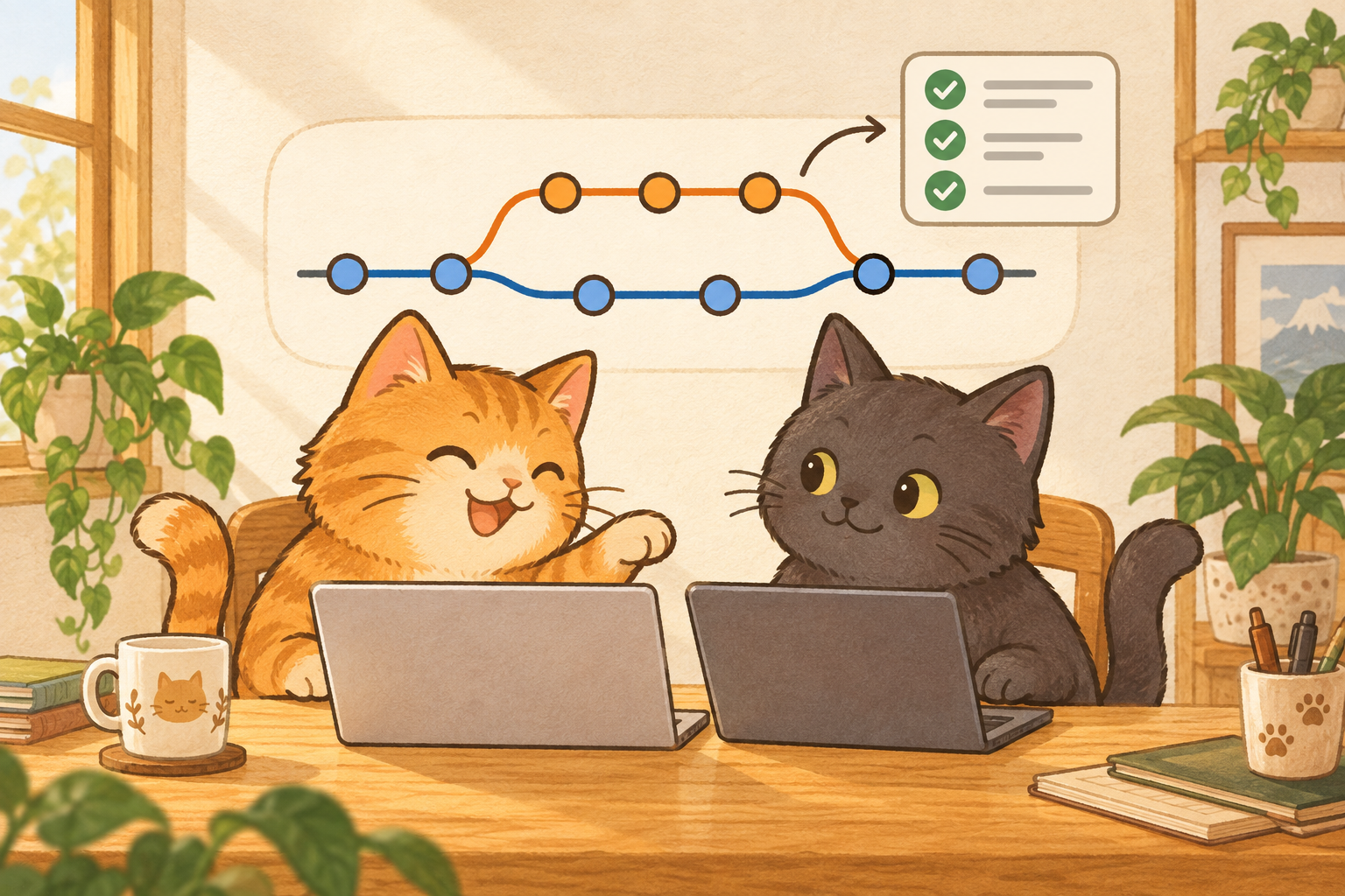 Git・GitHub研修のイメージイラスト
