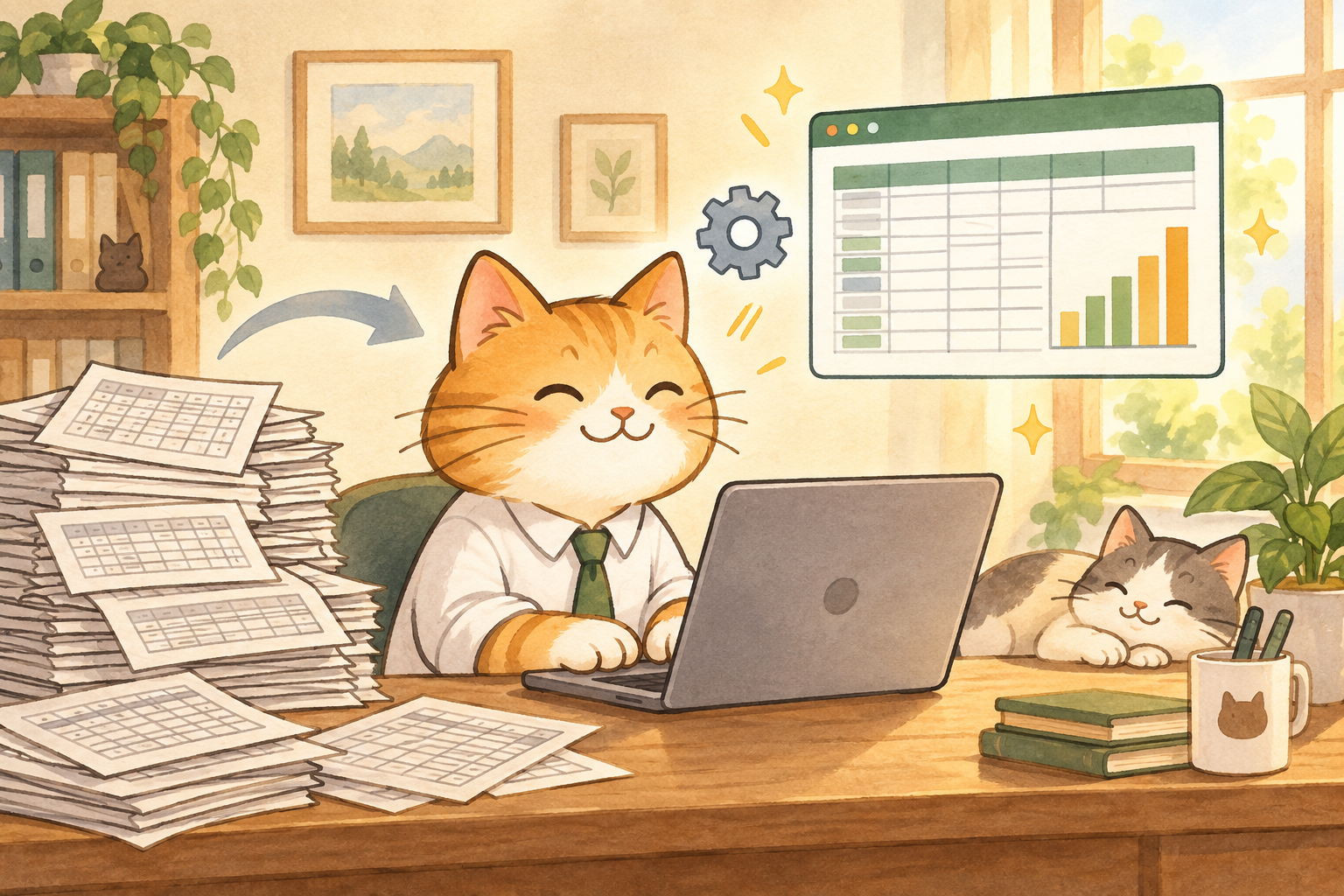 PythonによるExcel業務自動化の演習イメージ(イラスト)