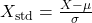  X_{\text{std}} = \frac{X - \mu}{\sigma} 