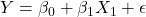  Y = \beta_0 + \beta_1 X_1 + \epsilon 